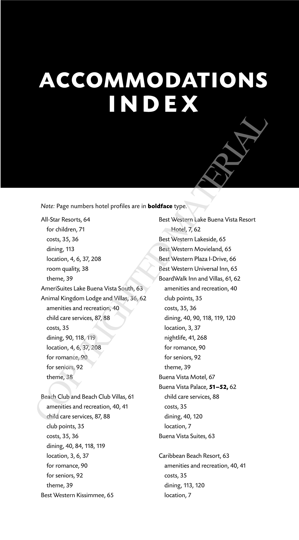 Accommodations Index