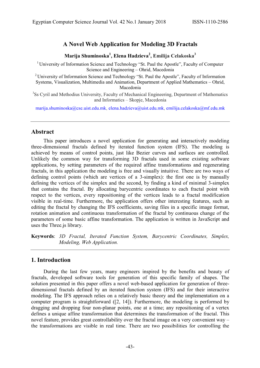 A Novel Web Application for Modeling 3D Fractals Abstract 1. Introduction