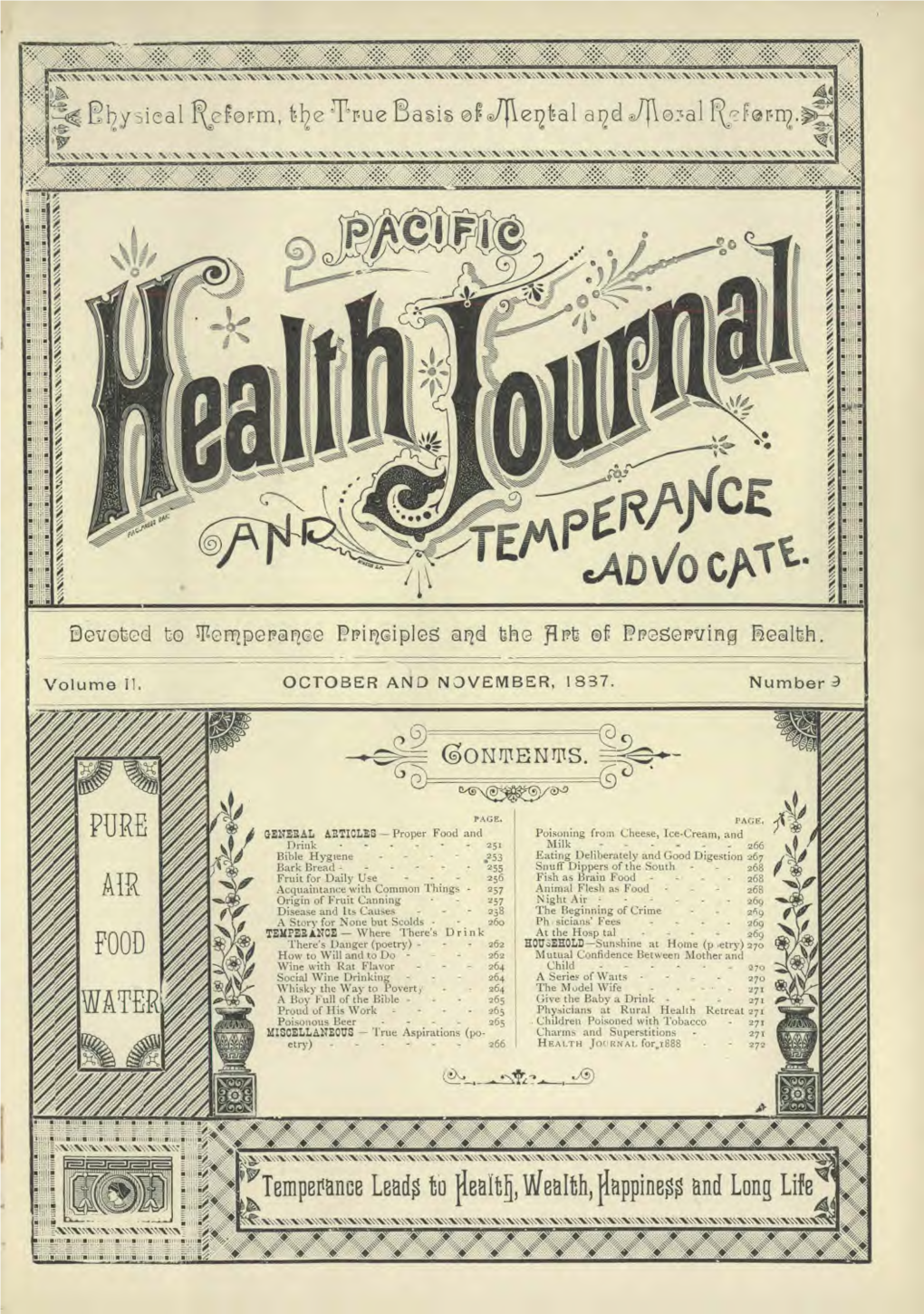 The Pacific Health Journal and Temperance Advocate for 1887