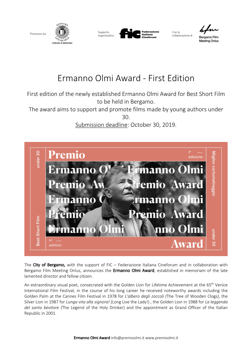 Ermanno Olmi Award - First Edition