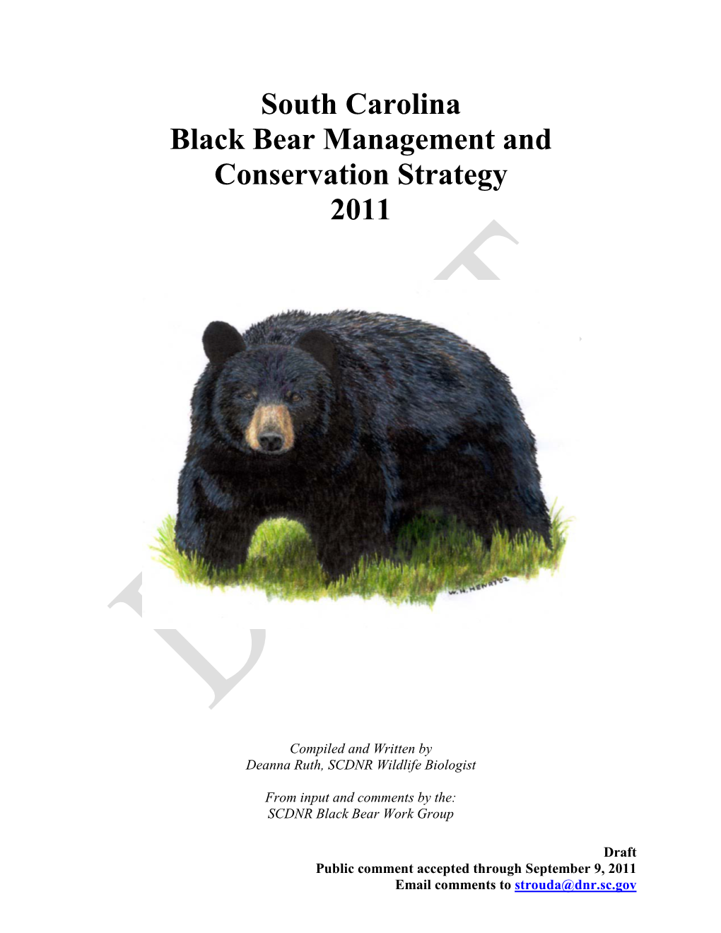 South Carolina Black Bear Management and Conservation Strategy 2011