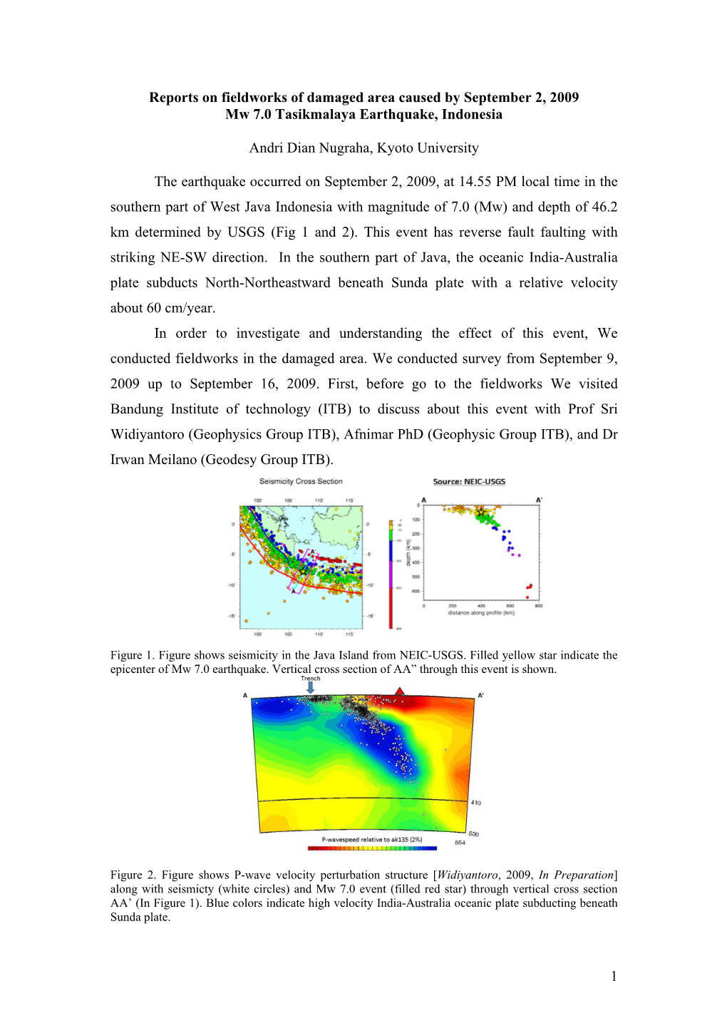 1 Reports on Fieldworks of Damaged Area Caused by September 2, 2009