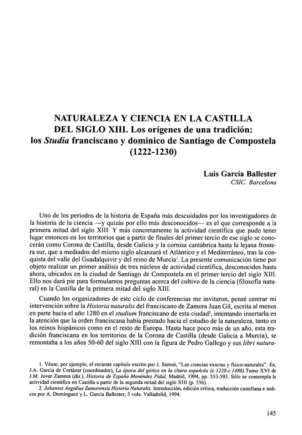Naturaleza Y Ciencia En La Castilla Del Siglo Xiii