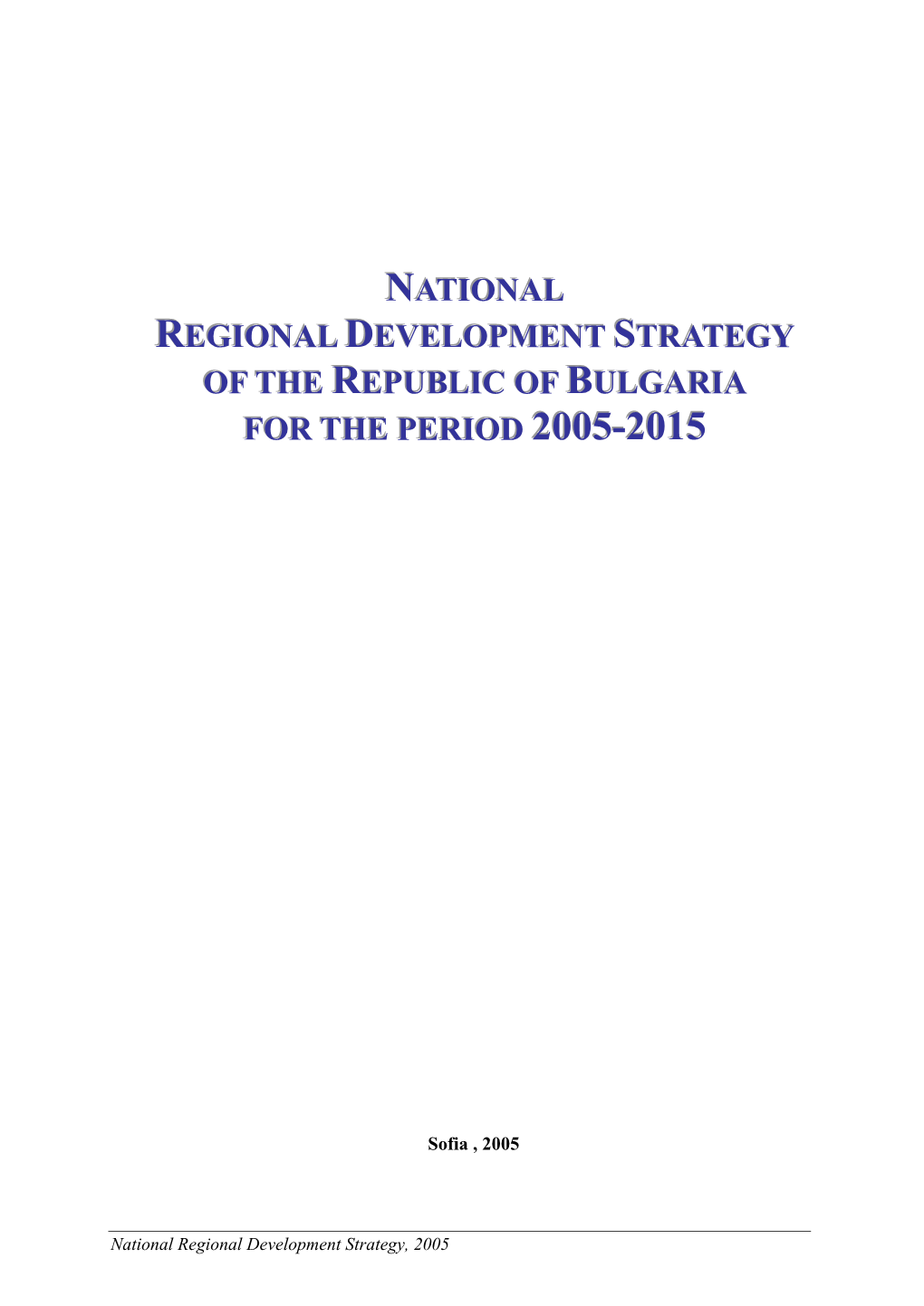 National Regional Development Strategy Of