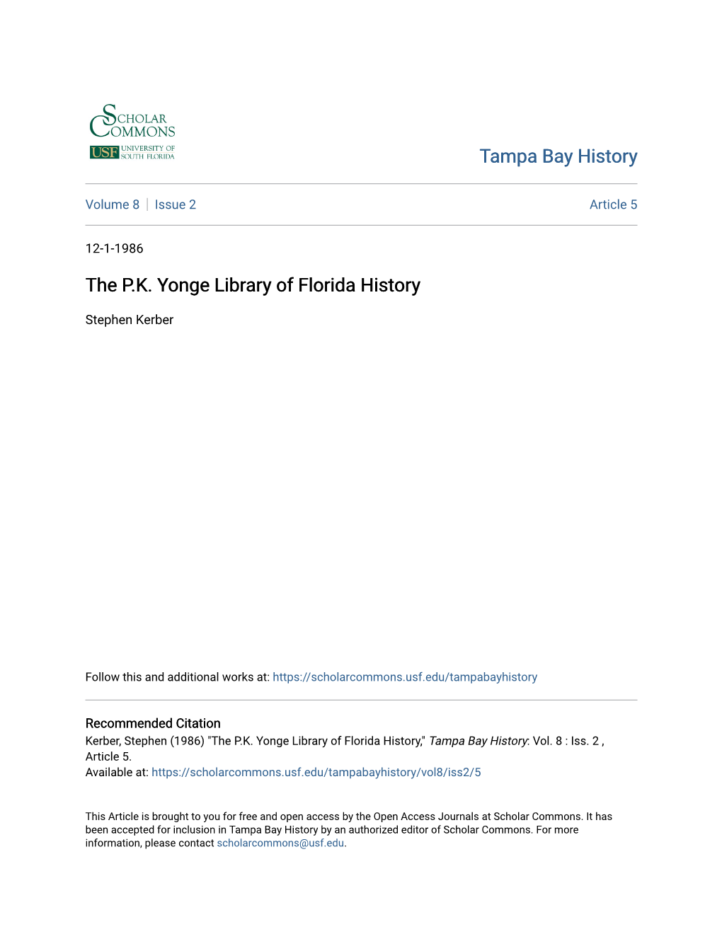 The P.K. Yonge Library of Florida History