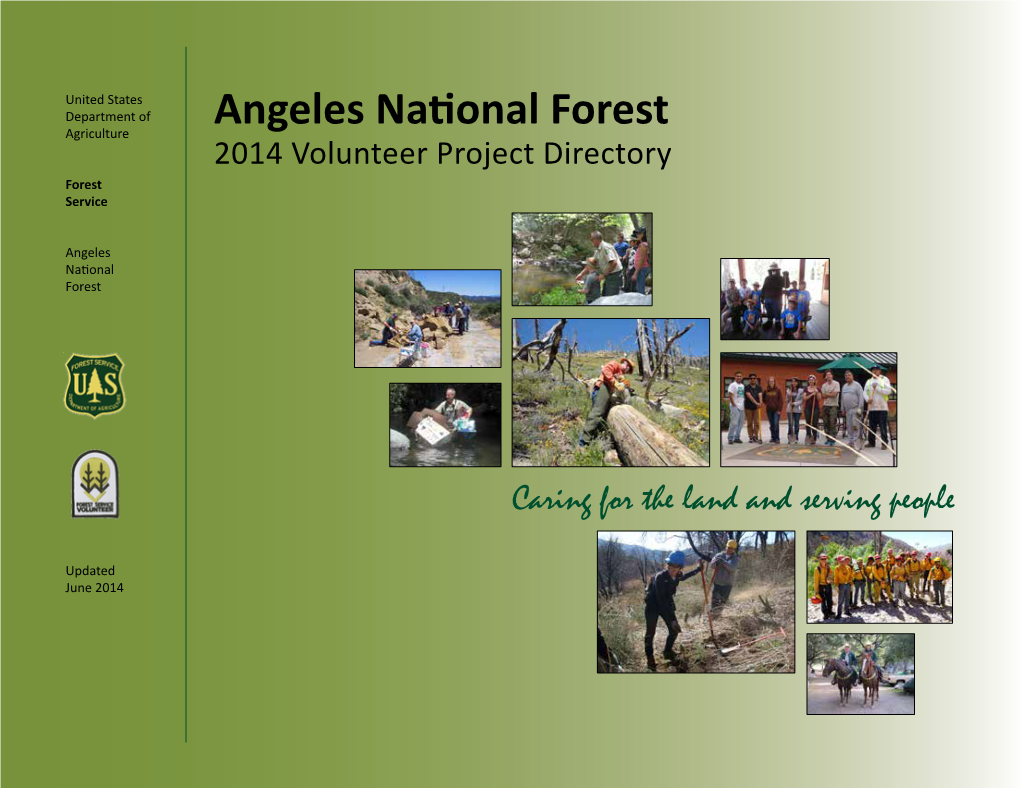 Angeles National Forest 2014 Volunteer Project Directory Forest Service