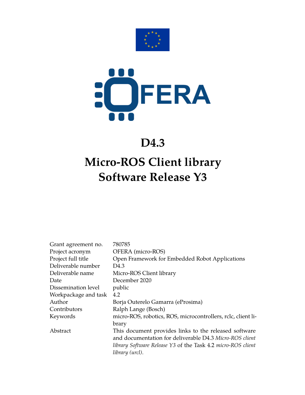 D4.3 Micro-ROS Client Library Software Release Y3
