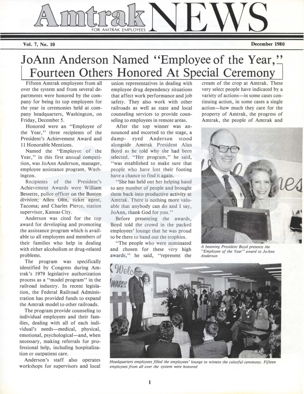 Joann Anderson Named "Employee of the Year," I