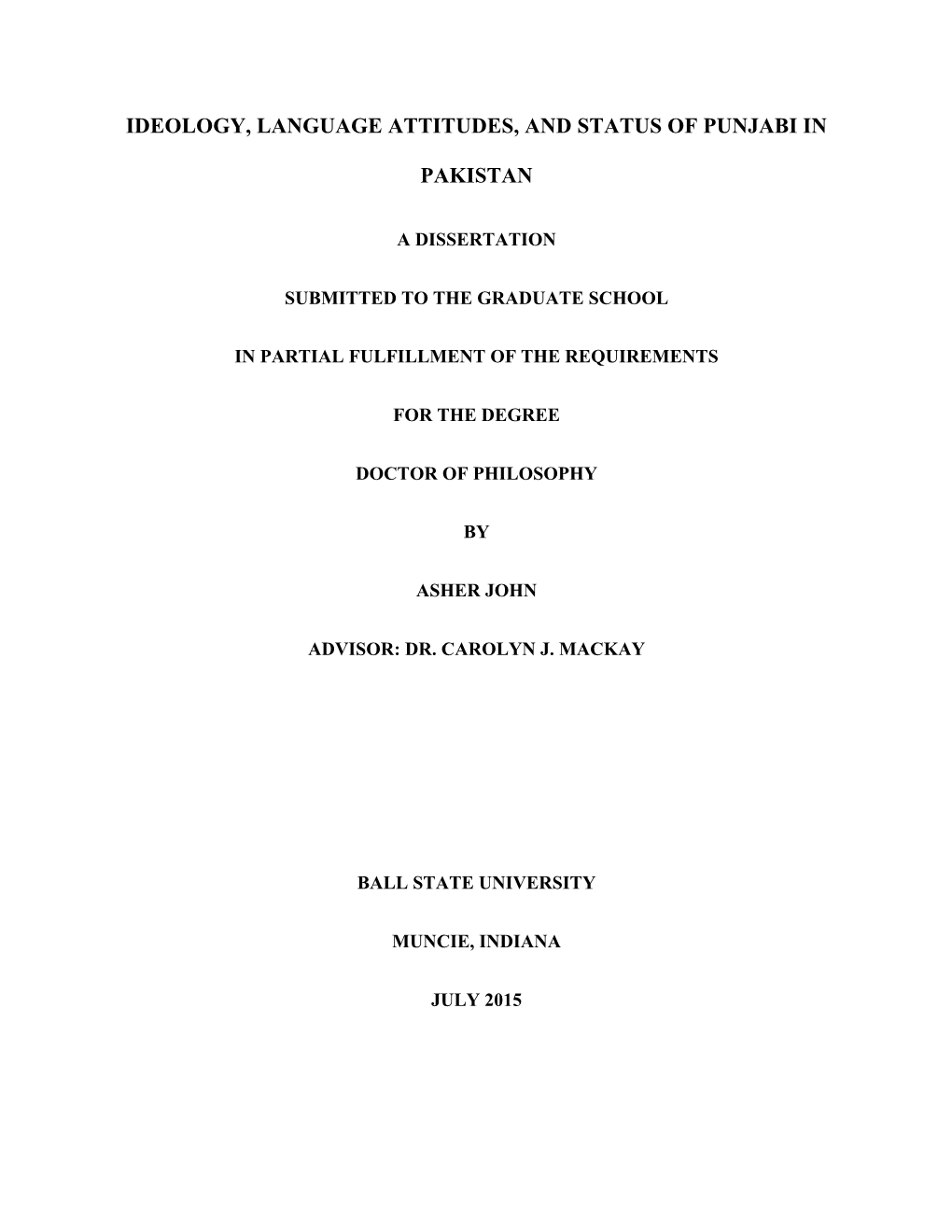 Ideology, Language Attitudes, and Status of Punjabi In