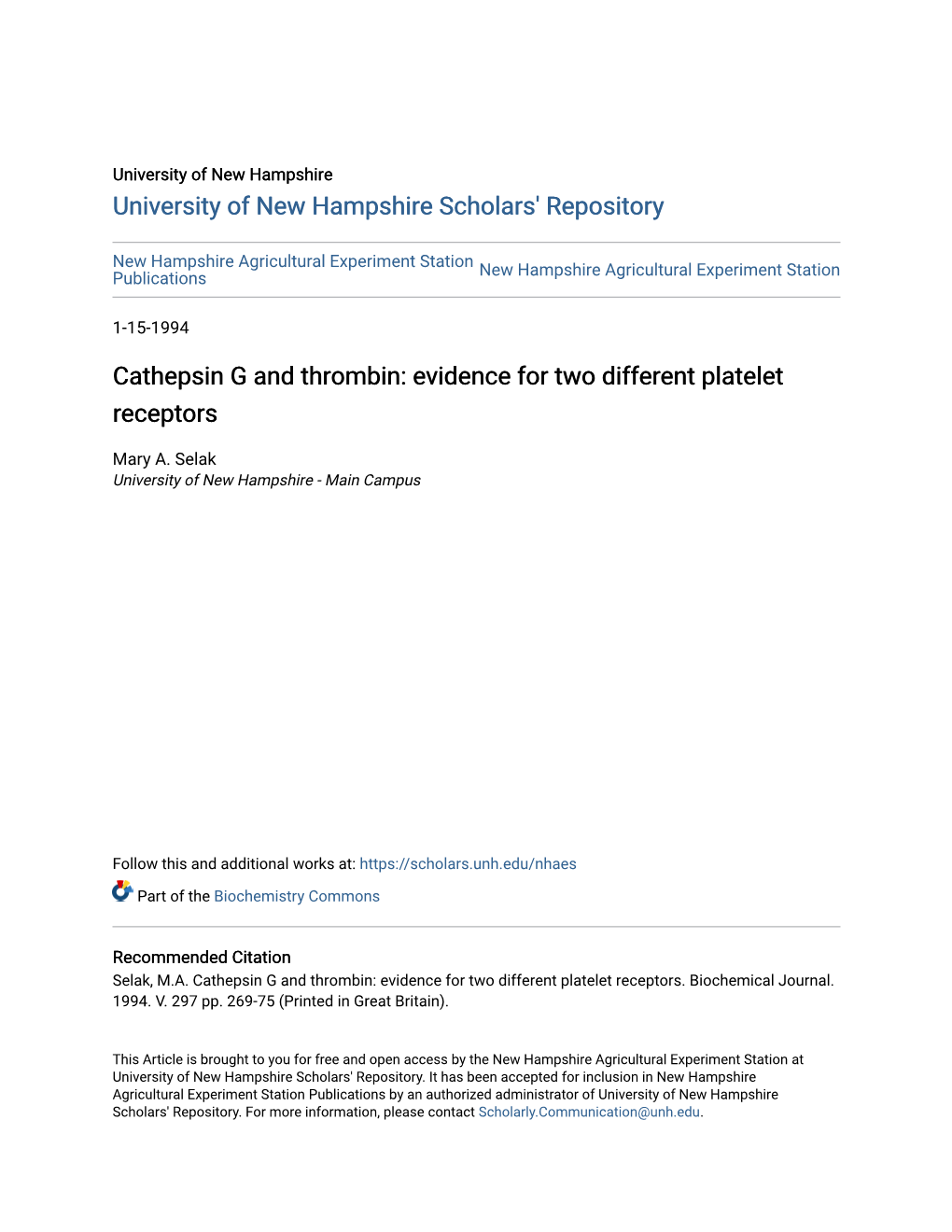 Cathepsin G and Thrombin: Evidence for Two Different Platelet Receptors