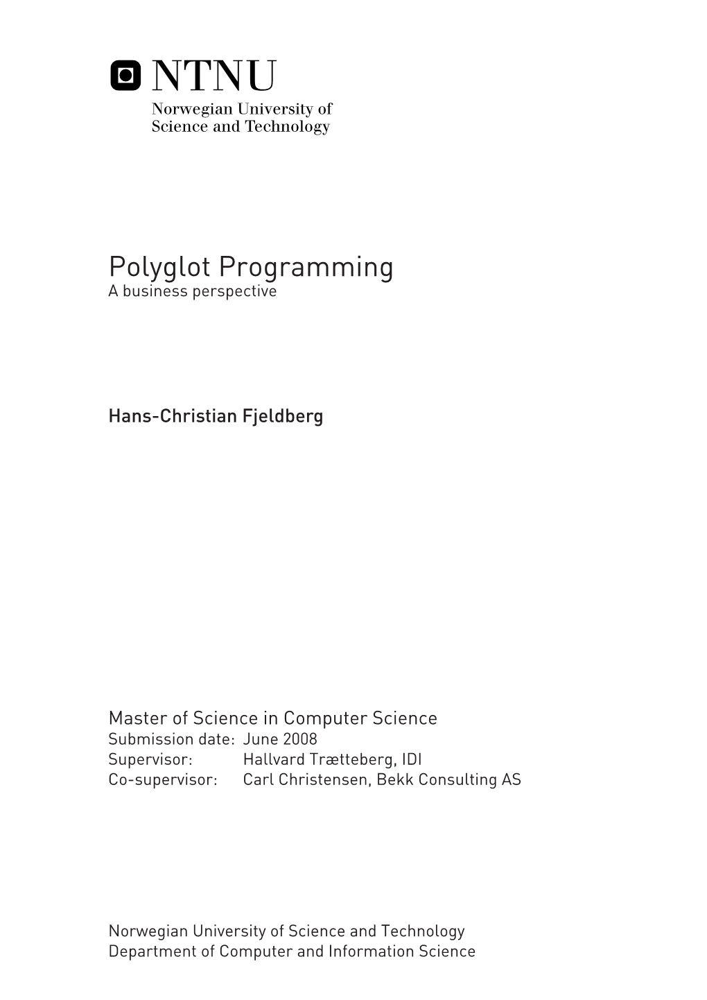 Polyglot Programming a Business Perspective