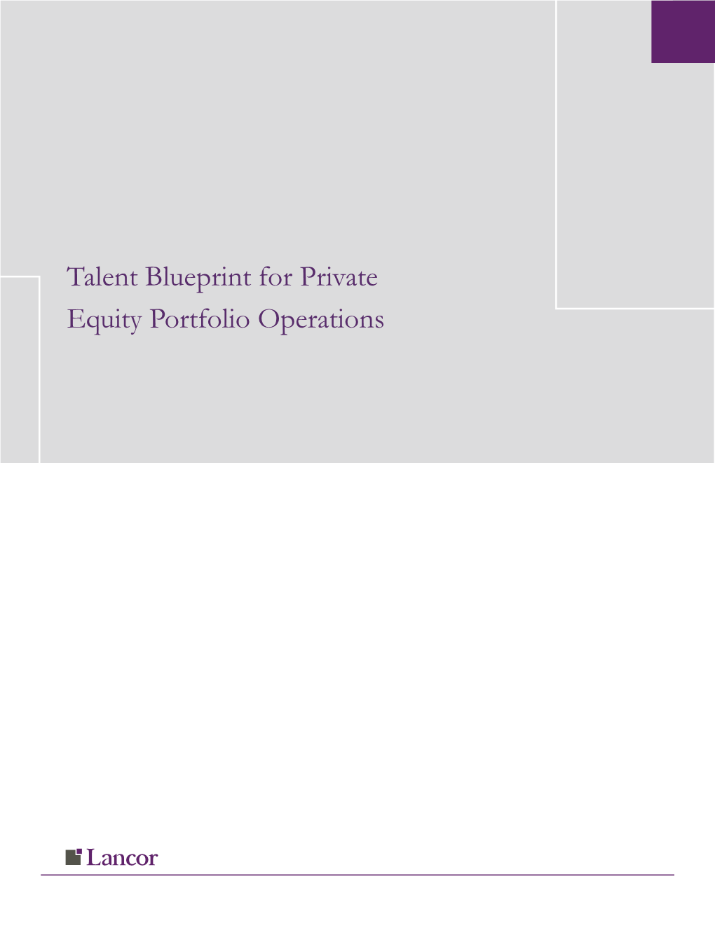 Talent Blueprint for Private Equity Portfolio Operations