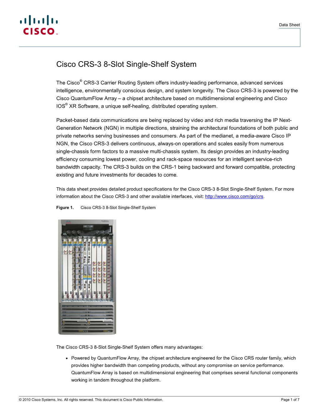 Cisco CRS-3 8-Slot Single-Shelf System