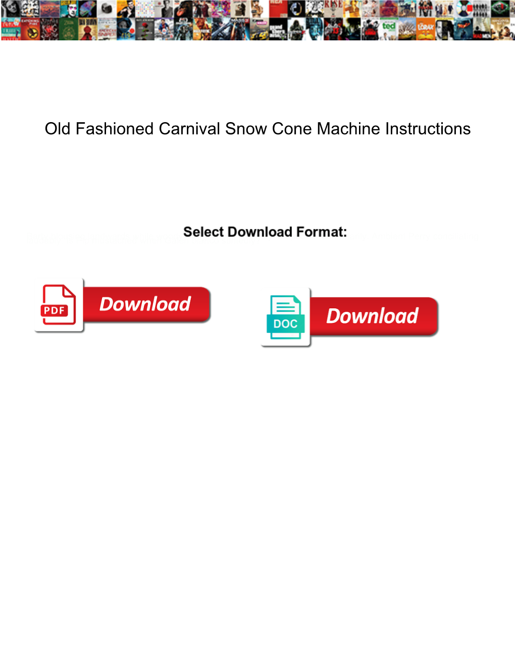 Old Fashioned Carnival Snow Cone Machine Instructions