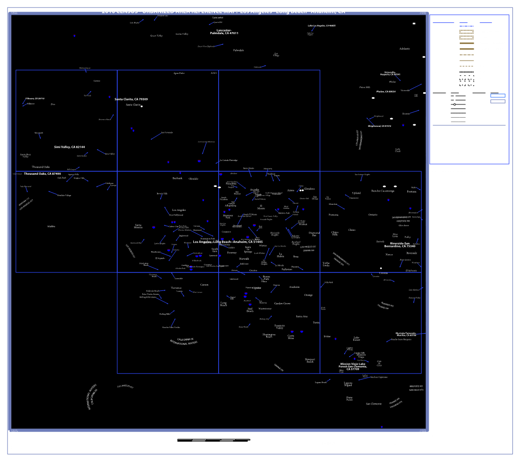 URBANIZED AREA REFERENCE MAP: Los Angeles--Long Beach--Anaheim, CA 117.387904W Elizabeth Lake Lancaster LEGEND