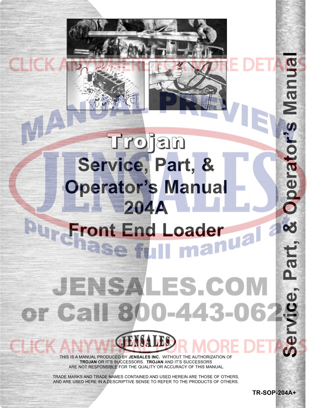 Trojan 240A Front End Loader Operators Manual