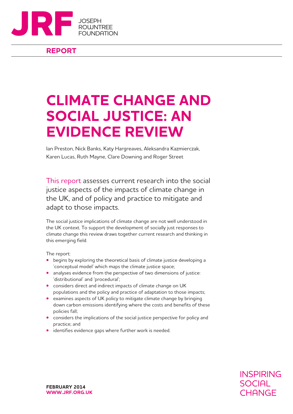 Climate Change and Social Justice: an Evidence Review