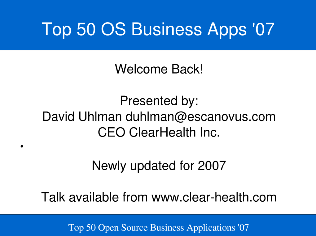 Top 50 OS Business Apps '07