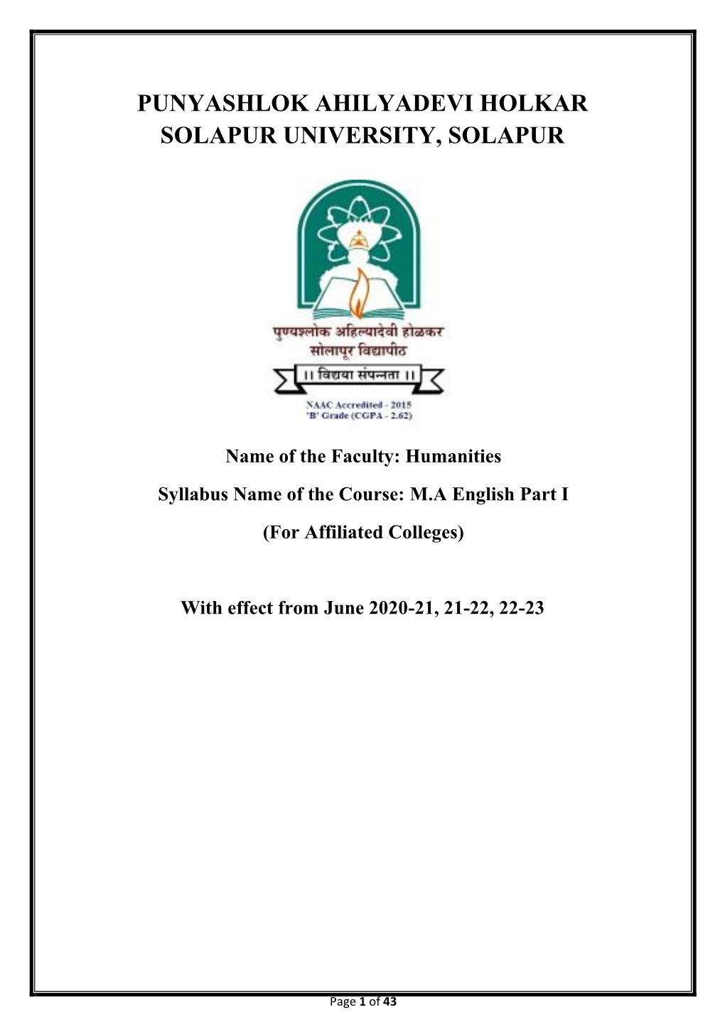 M.A. English, Part – II Paper XII (Elective) – (A) Translation Studies Nature of the Question Paper