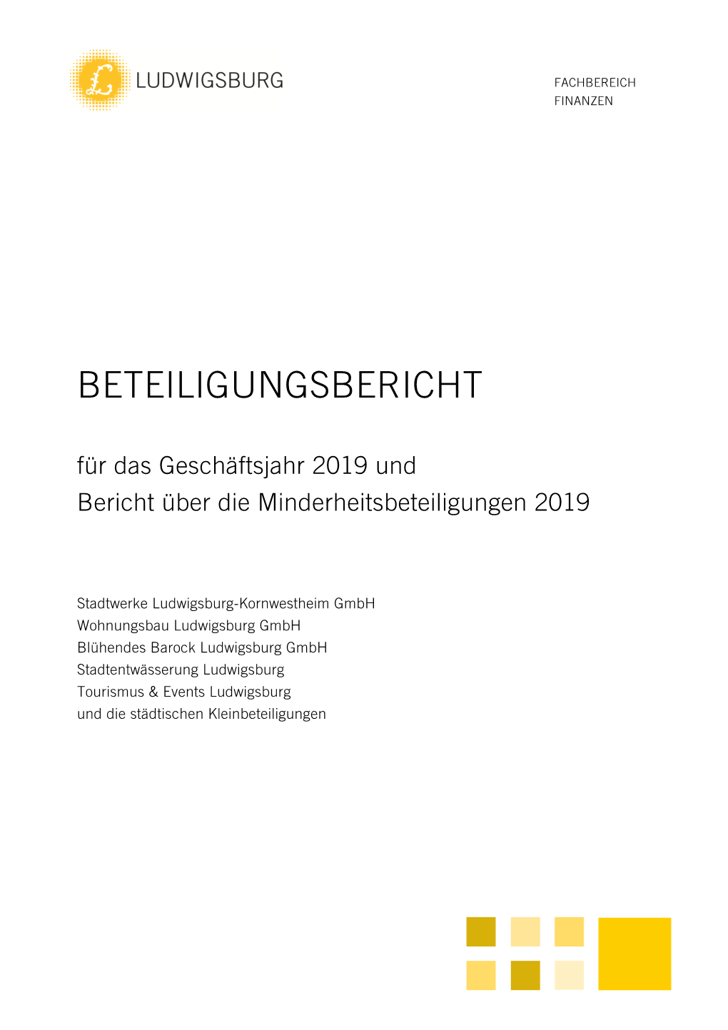 BETEILIGUNGSBERICHT Für Das Geschäftsjahr 2019 Und Bericht Über Die Minderheitsbeteiligungen 2019