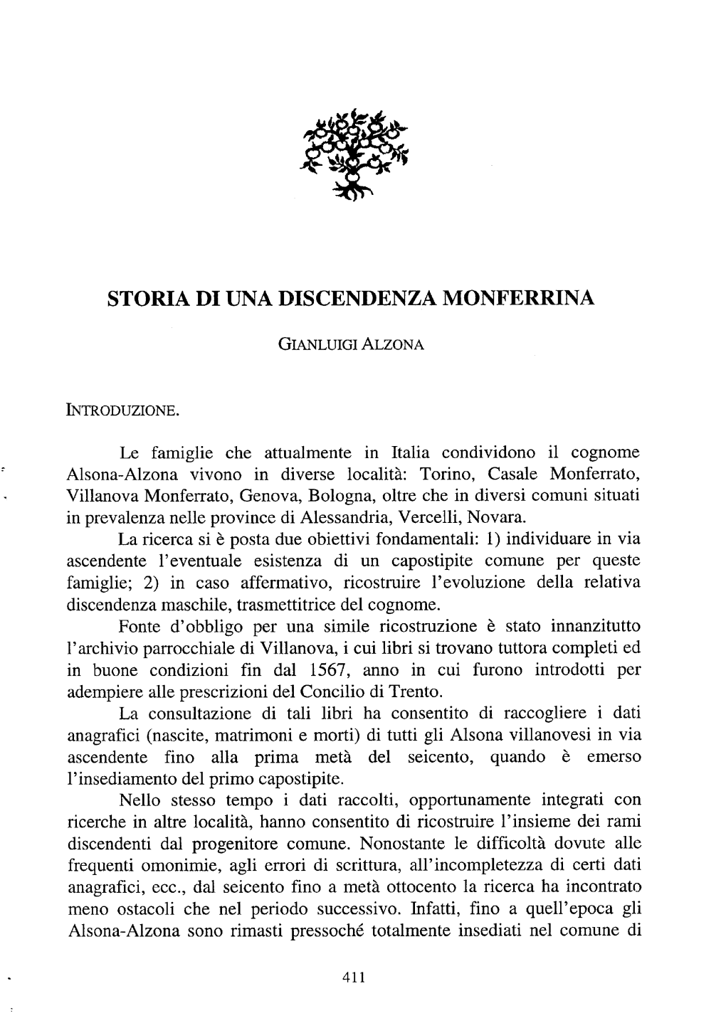 Storia Di Una Discendenza Monferrina Gianluigi Alzona