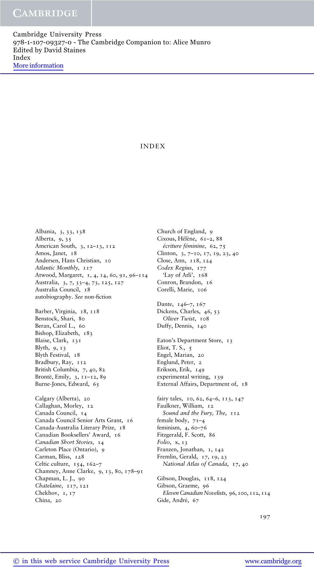 INDEX 197 © in This Web Service Cambridge University Press Cambridge University Press 978-1-107-09327-0