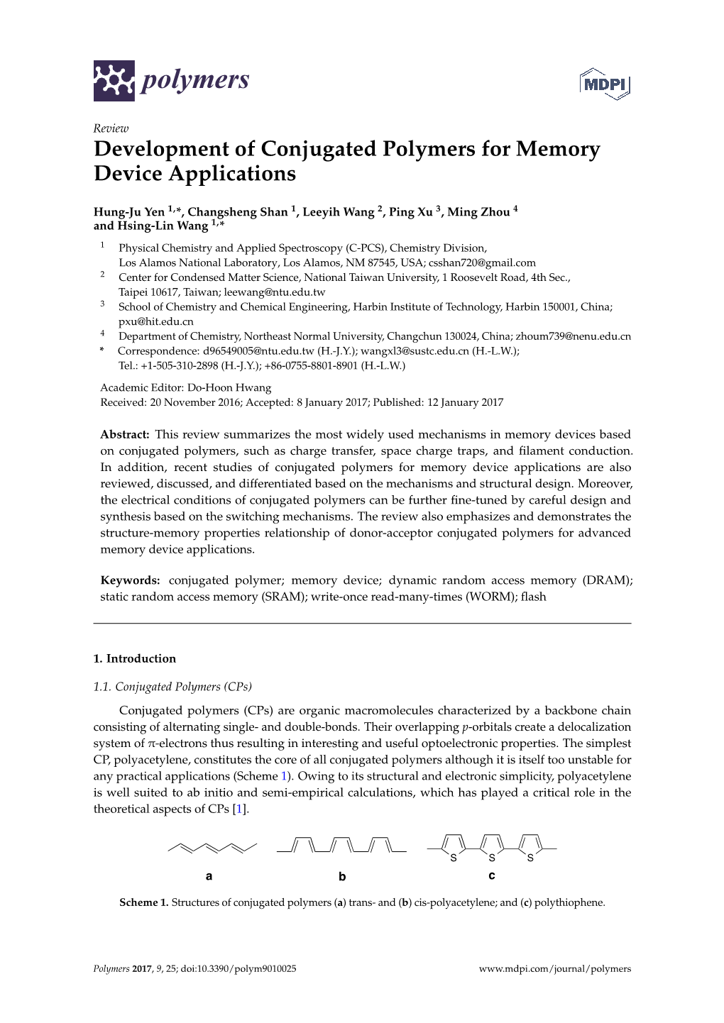 Development of Conjugated Polymers for Memory Device Applications