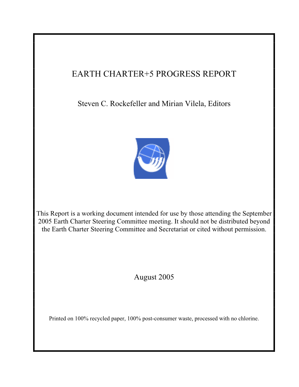 Earth Charter+5 Progress Report