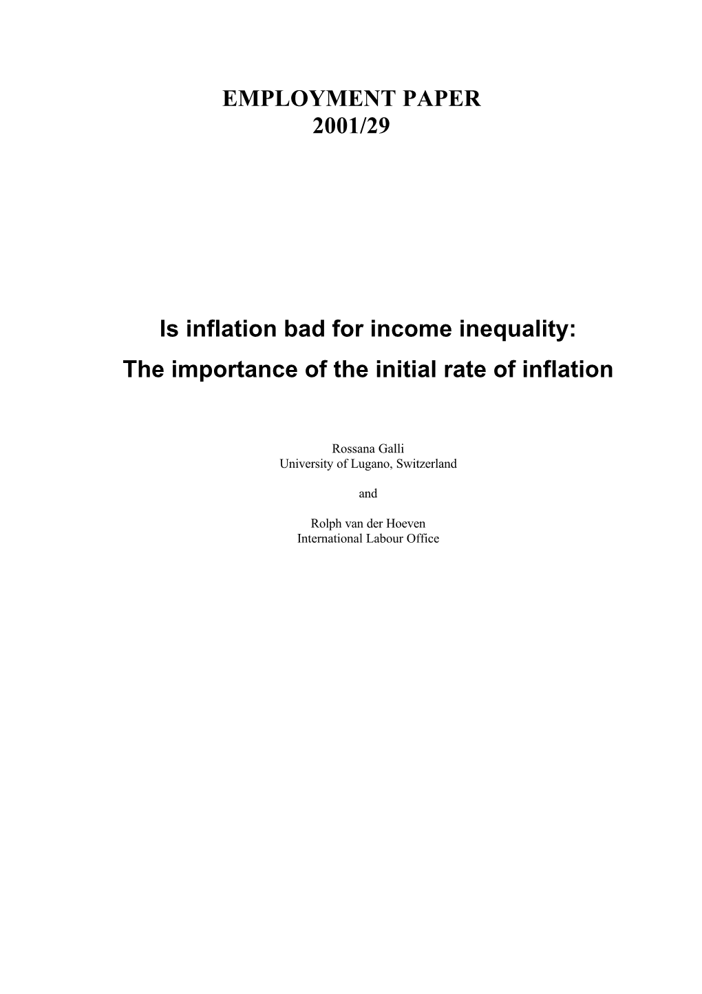 Is Inflation Bad for Income Inequality