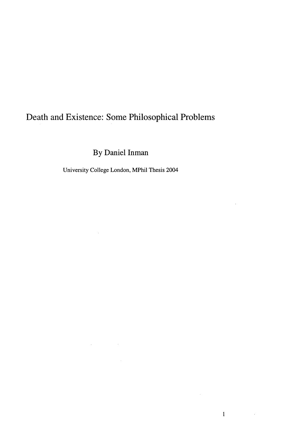 Death and Existence: Some Philosophical Problems