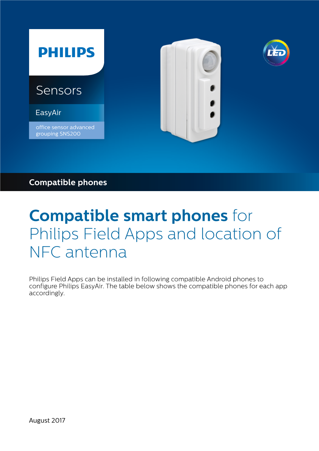 Compatible Smart Phones for Philips Field Apps and Location of NFC Antenna