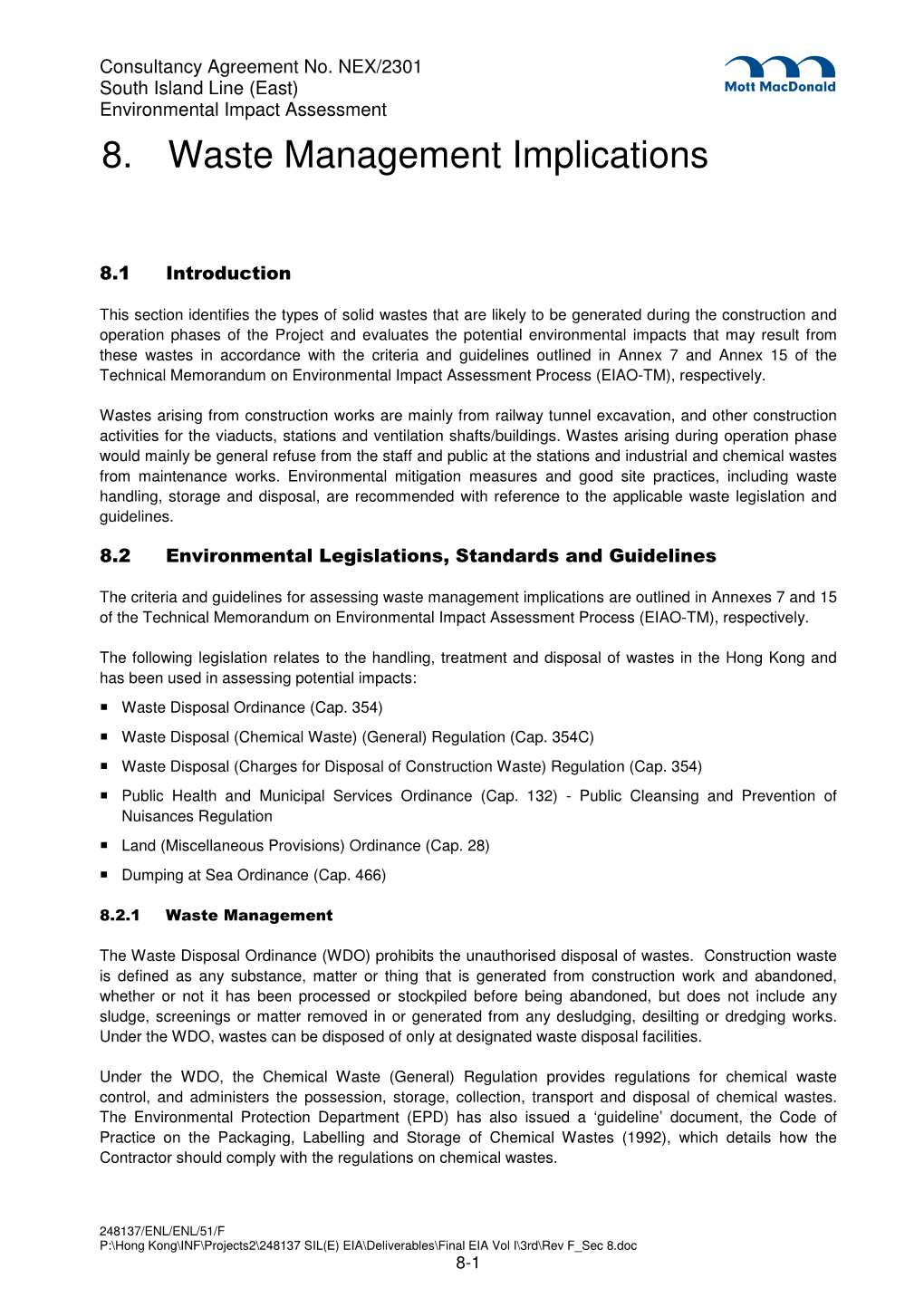 8. Waste Management Implications