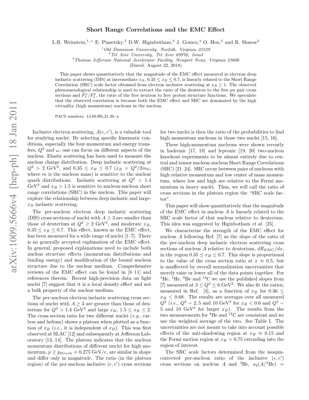 Short Range Correlations and the EMC Effect