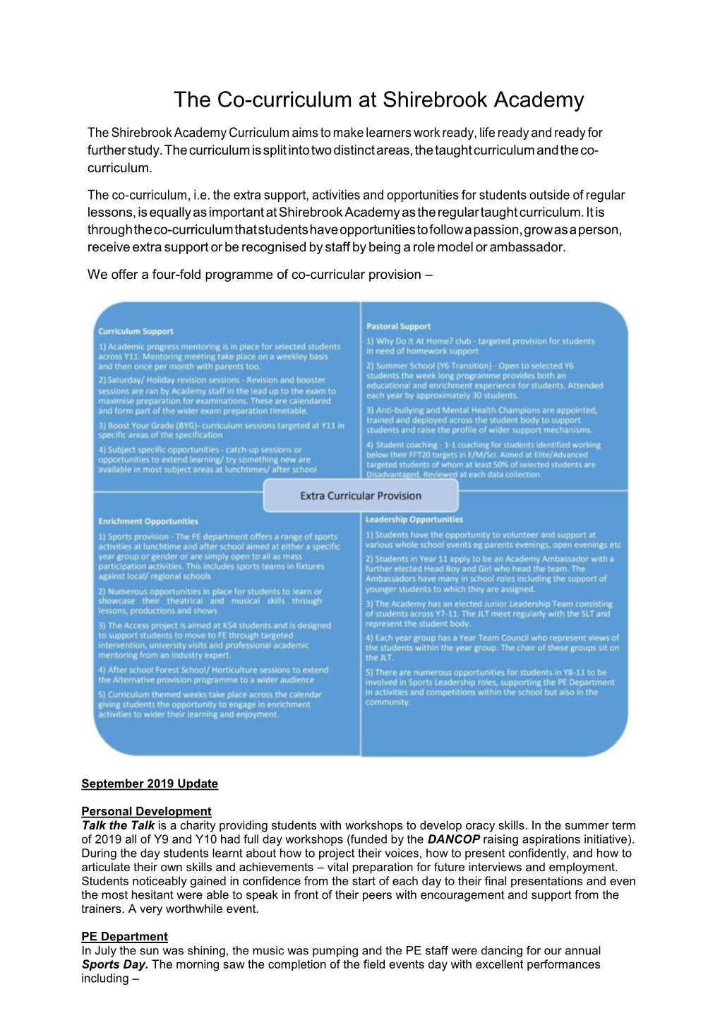 The Co-Curriculum at Shirebrook Academy