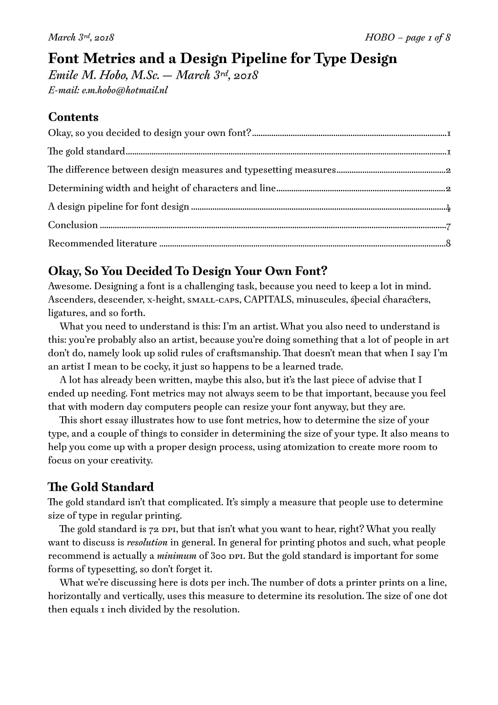 Font Metrics and a Design Pipeline for Type Design Emile M