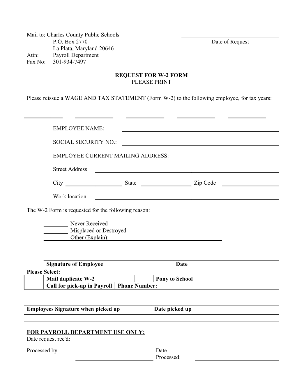 Charging Fees For Duplicate Copies Of Form W-2