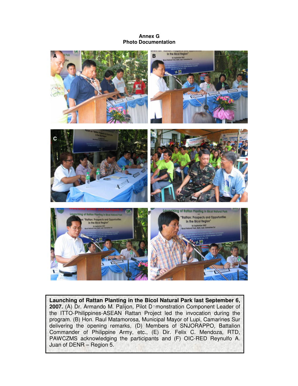 Launching of Rattan Planting in the Bicol Natural Park Last September 6, 2007