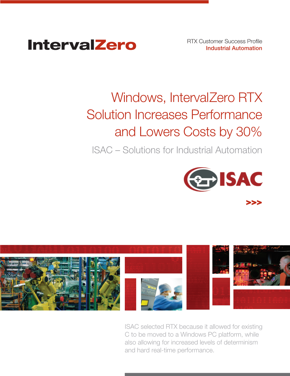 Windows, Intervalzero RTX Solution Increases Performance and Lowers Costs by 30% ISAC – Solutions for Industrial Automation