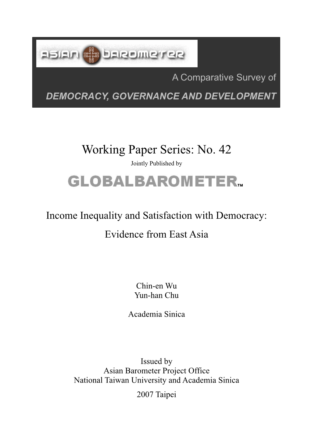 Working Paper Series: No. 42 Jointly Published By
