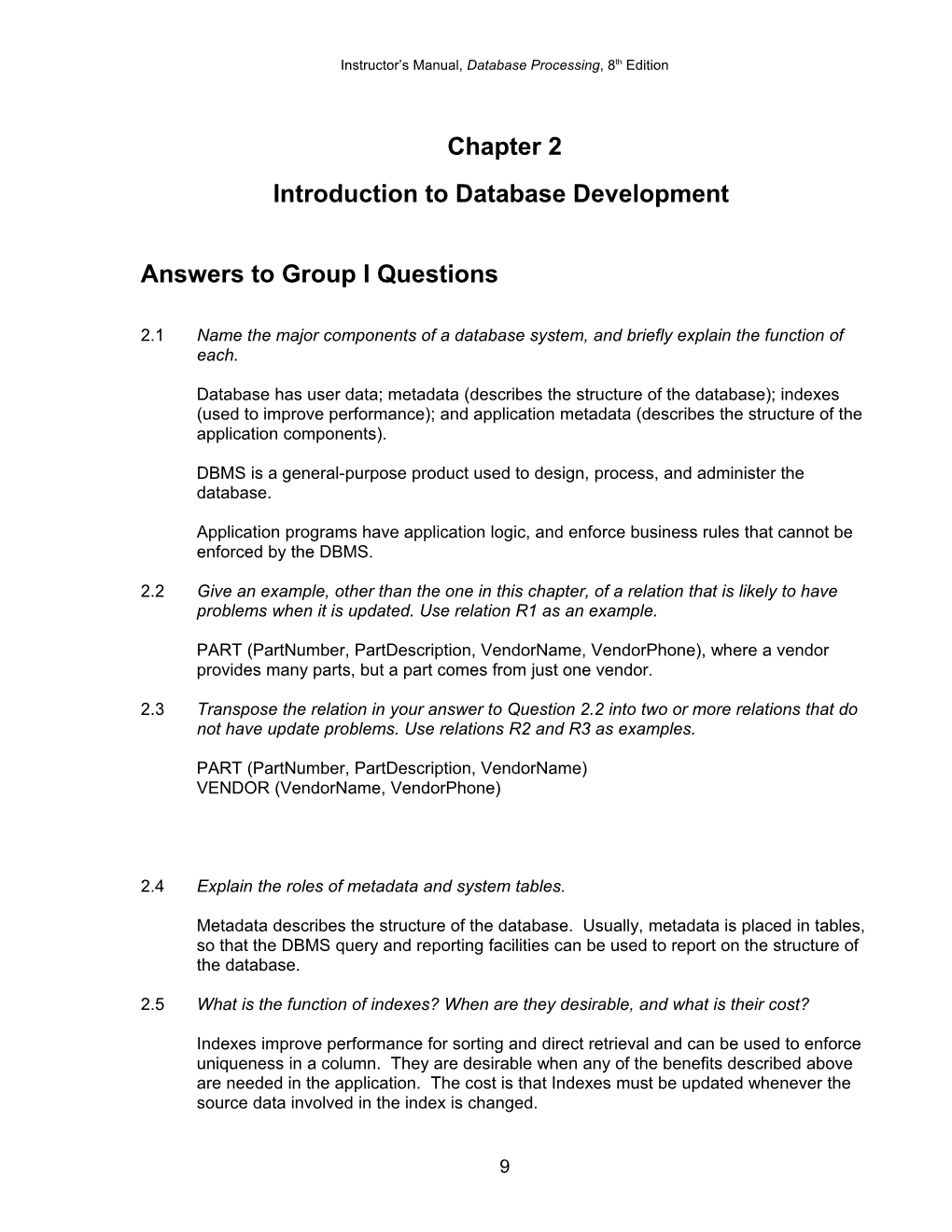 Chapter 2 Introduction to Database Development