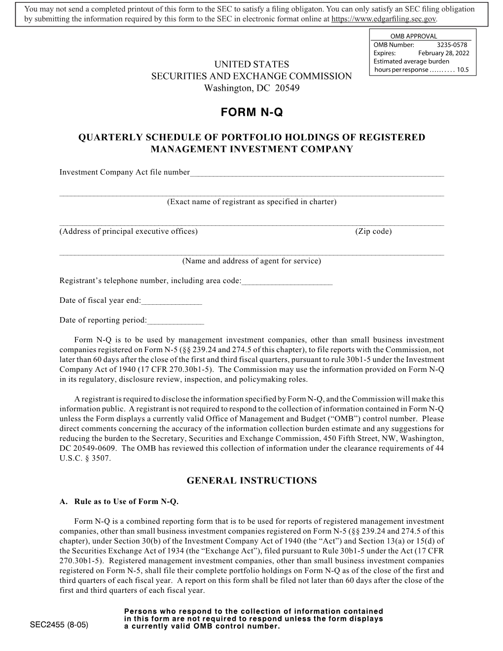 Form to the SEC to Satisfy a Filing Obligaton
