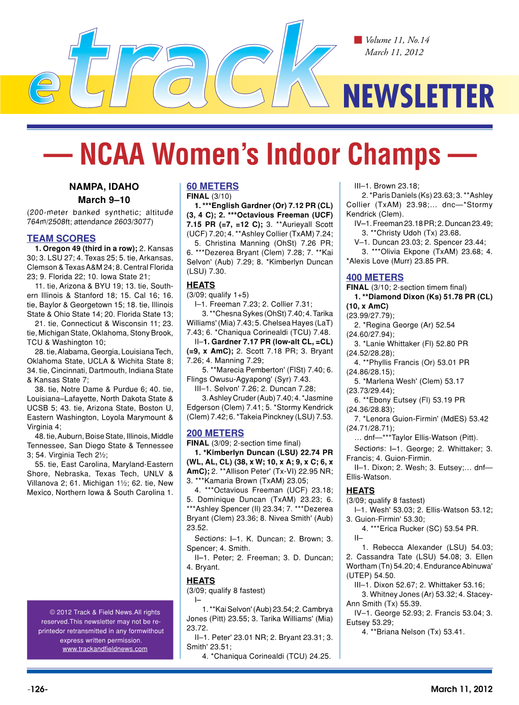 — NCAA Women's Indoor Champs —