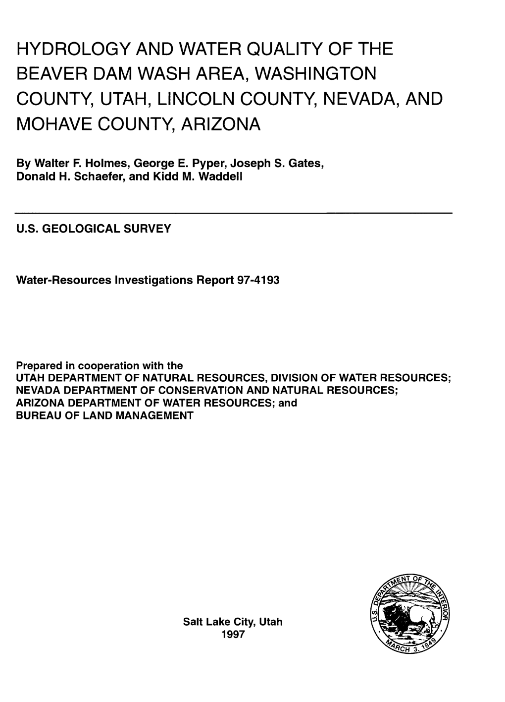 Water-Resources Investigations Report 97-4193