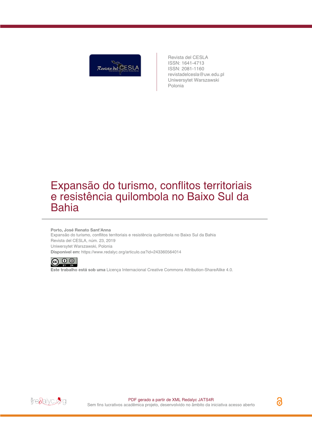 Expansão Do Turismo, Conflitos Territoriais E Resistência Quilombola No Baixo Sul Da Bahia