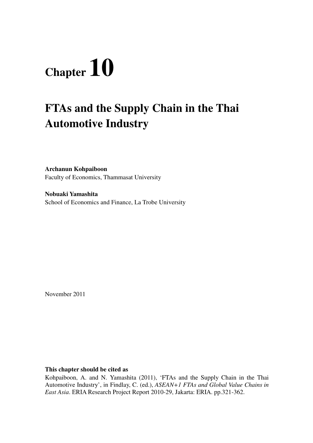 Chapter 10 Ftas and the Supply Chain in the Thai Automotive Industry