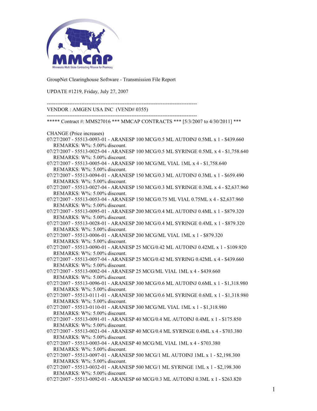 Groupnet Clearinghouse Software - Transmission File Report s1