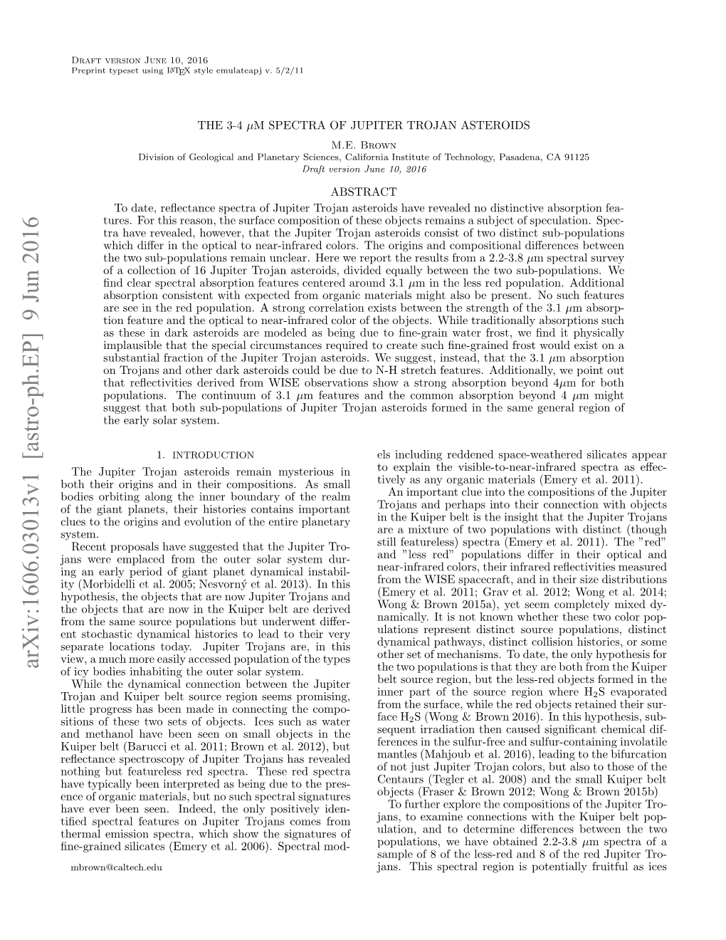 The 3-4 Μm Spectra of Jupiter Trojan Asteroids