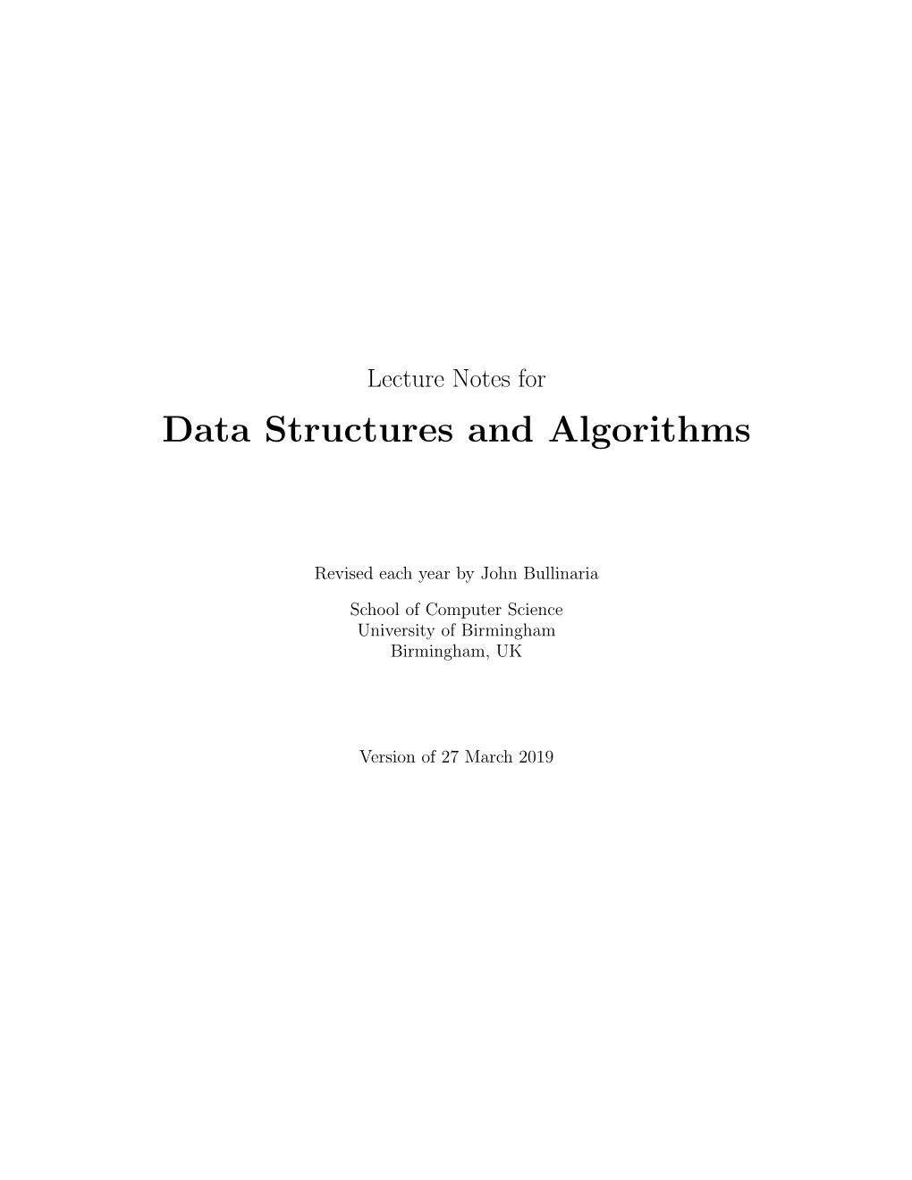 Data Structures and Algorithms