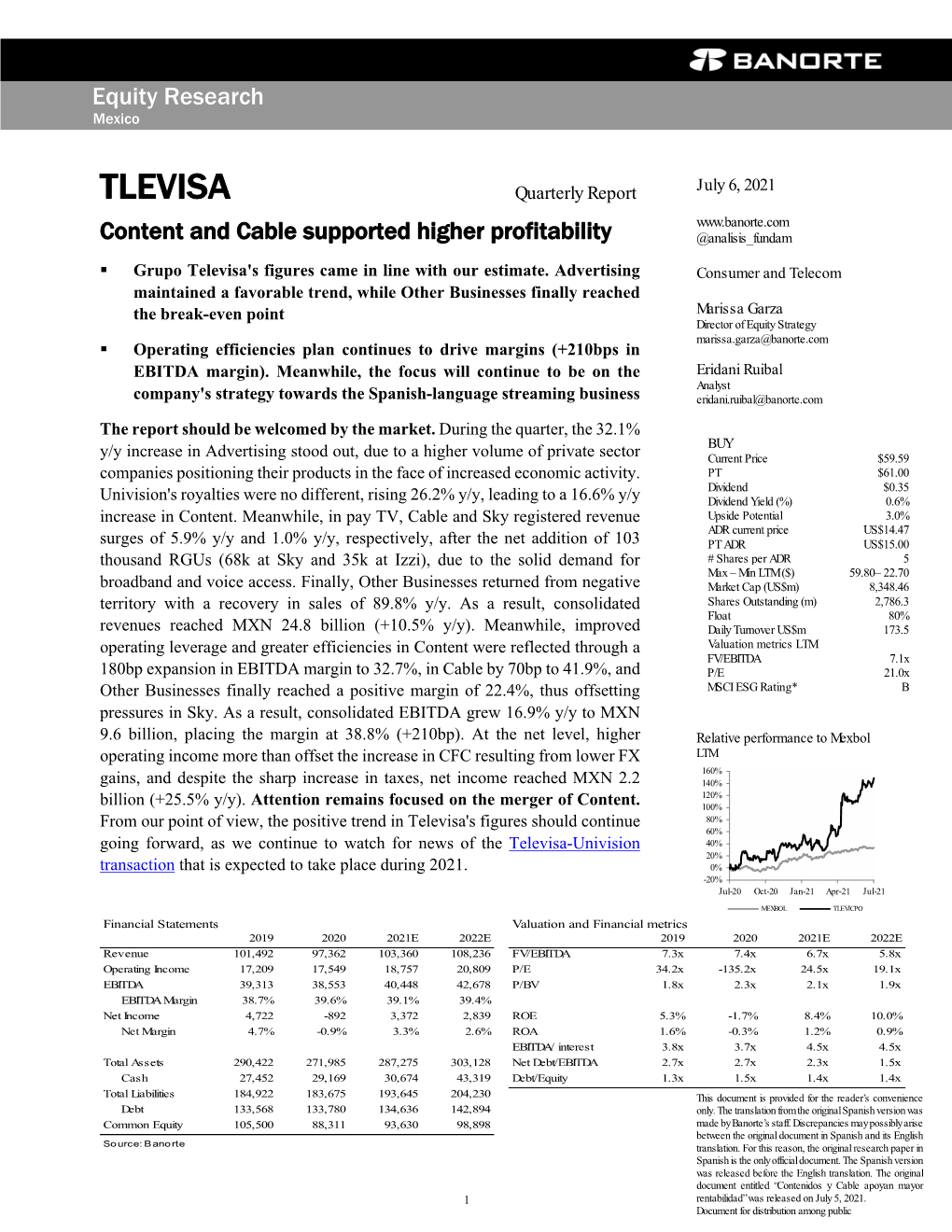 TLEVISA Content and Cable Supported Higher Profitability @Analisis Fundam