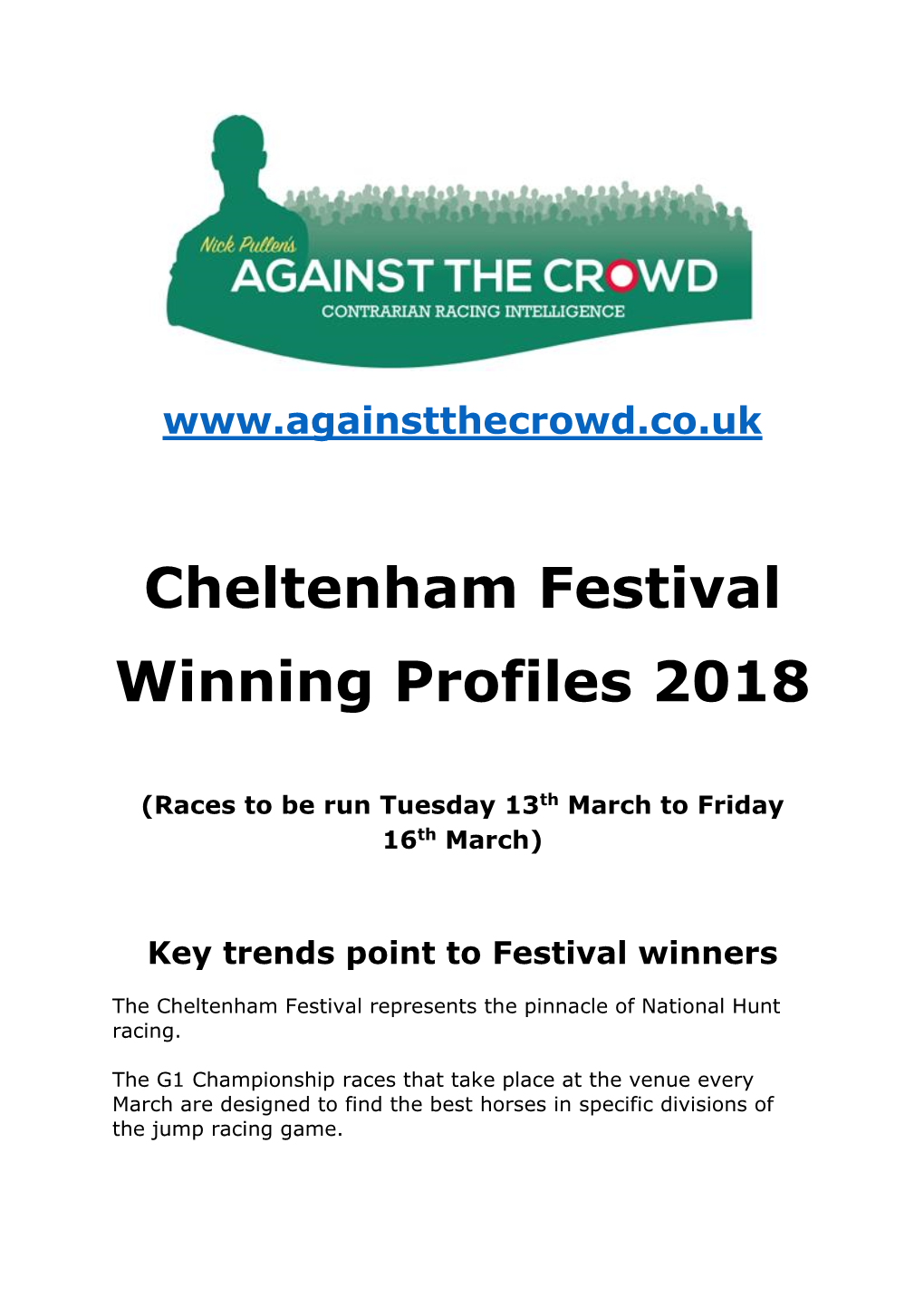 Cheltenham Festival Winning Profiles 2018